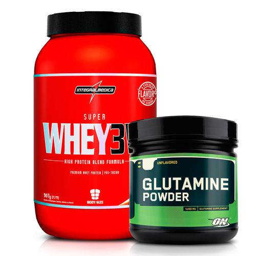 Combo: Super Whey 3W Body Size - 907g - Integralmédica + Glutamina Powder - 600g - Optimum Nutrition