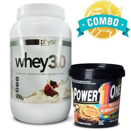 Combo Whey 3.0 (900g) - Physical Pharma + Pasta de Amendoim Integral (1kg) - Power One