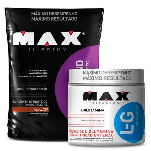 Combo - Whey Blend 2kg (refil) - Max Titanium + L-Glutamina 300g Max Titanium