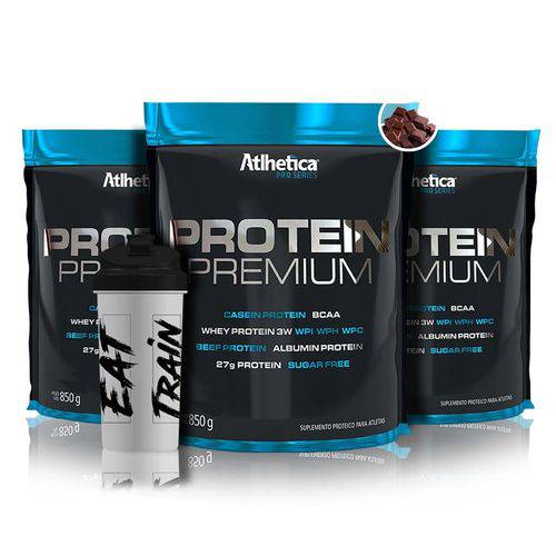 Combo 3x Protein Premium 850g + Coqueteleira - Atlhetica Nutrition - Atlhetica Nutrition