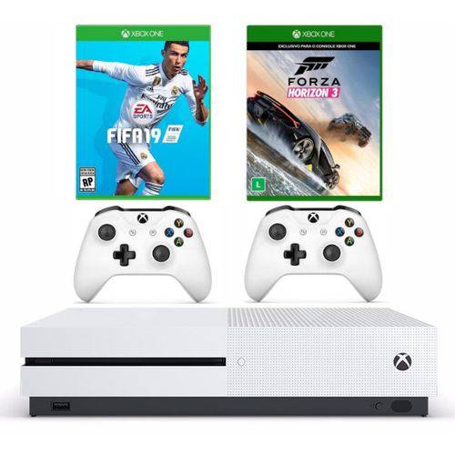 Combo Xbox One S 1Tb + FIFA 19 + Forza Horizon 3 + Controle Extra