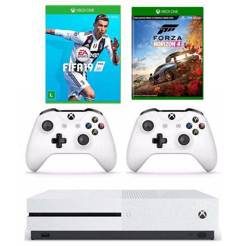 Combo Xbox One S 1TB + Headset 7.1 + Forza Horizon 4 + FIFA 19 + Controle Extra