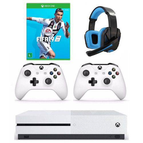 Combo Xbox One S 500GB + FIFA 19 + Controle Extra + Headset 7.1