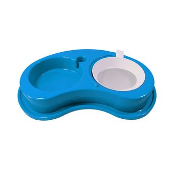 Comedouro Plástico Furacão Pet Antiformiga Luxo Duplo P - Azul