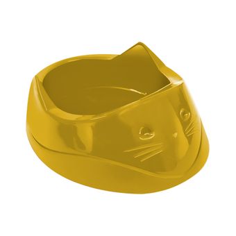 Comedouro Plástico Furacão Pet Cara de Gato 200ml - Amarelo