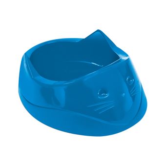 Comedouro Plástico Furacão Pet Cara de Gato 200ml - Azul