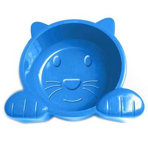 Comedouro Plástico Pet Injet Cat Face 600 Ml - Azul