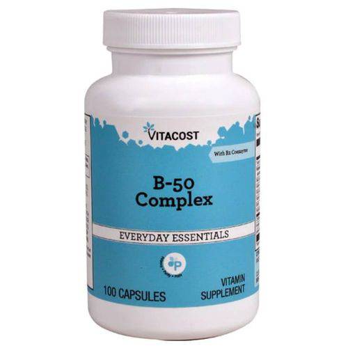 Complexo B 100Capsulas B1 B2 B3 B5 B6 B7 B9 B12 Colina Inositol Vitacost