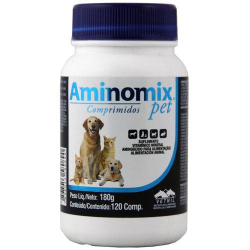 Complexo Mineral Aminomix Pet Vetnil 120 Comprimidos
