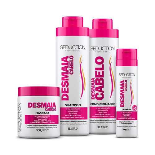 Compre Kit Seduction Desmaia Cabelo Shampoo+Condicionador+Máscara Ganhe Leave-In 300g