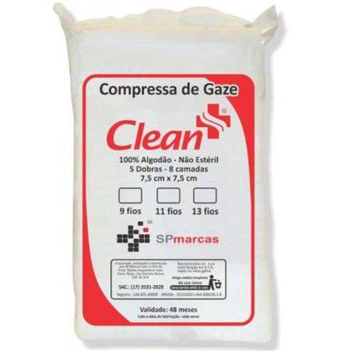 Compressa de Gaze Clean Hosp 13 Fios C/500 Unidades