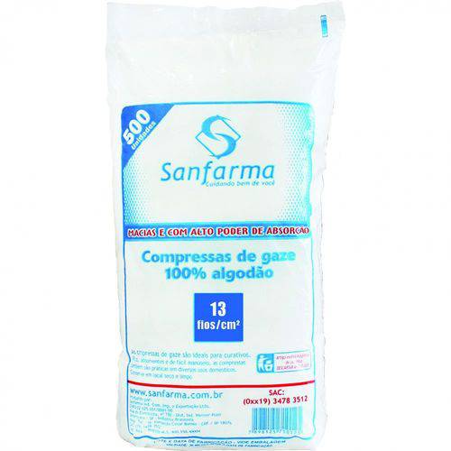 Compressa Gaze Sanfarma 13 Fios C/ 500
