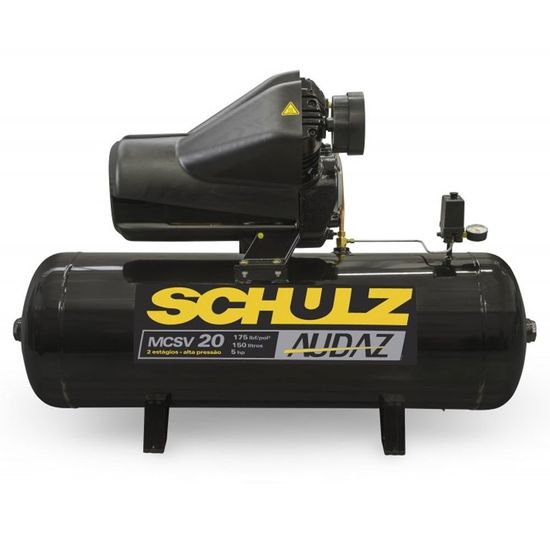 Compressor 20 Pés 200 Litros 175 Libras 5 HP Audaz Trifásico com Chave - Schulz