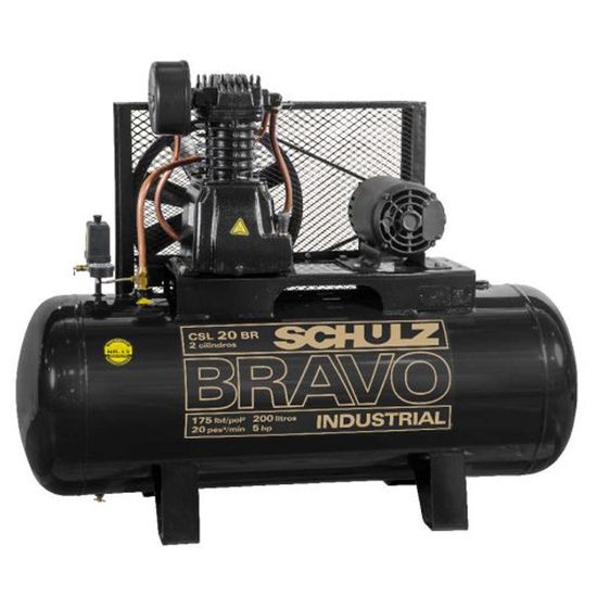 Compressor 20 Pés 200 Litros 5 HP Trifásico 220/380V - CSL-20BR/200 BRAVO - SCHULZ