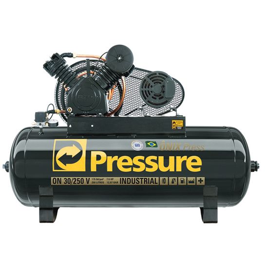 Compressor 30 Pés 250 Litros 175 Libras 7,5 HP Ônix Trifásico - Pressure