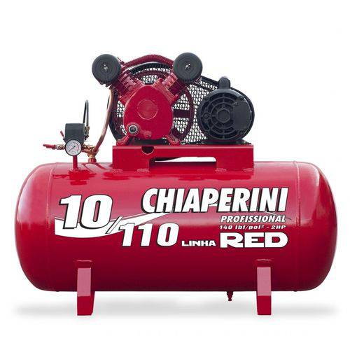 Compressor 10 Pes 110L Monofasico 110/220V 2HP 140PSI Profissional RED RCH 110L Chiaperini