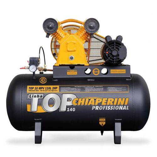 Compressor 10 Pes 110l Monofasico 110/220v 2hp 140psi Profissional Top 10mpv110l Chiaperini