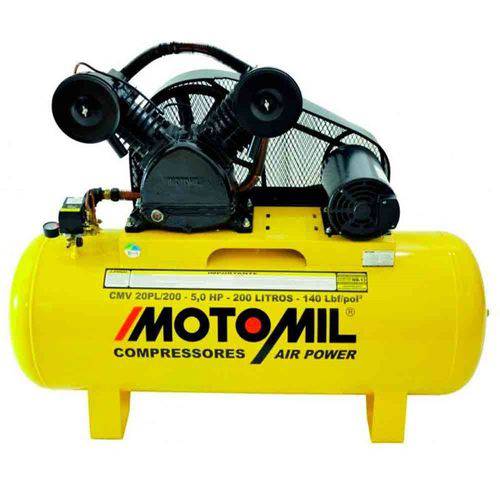 Compressor Air Power Trifásico 200L 20 Pés 5,0 Hp 220/ 380 V - Motomil
