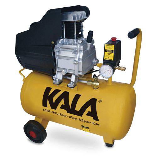 Compressor de Ar 1.5HP Pistão 8 Bar 20L Kala 220V Amarelo