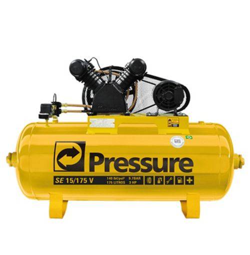 Compressor de Ar 15 Pcm 3cv Monofasico Se15175vt 140 Psi 175 Litros - Pressure