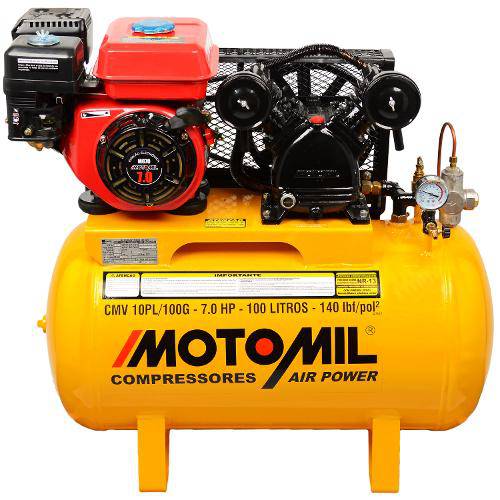Compressor de Ar a Gasolina 10 Pés 100 Litros Motomil Cmv