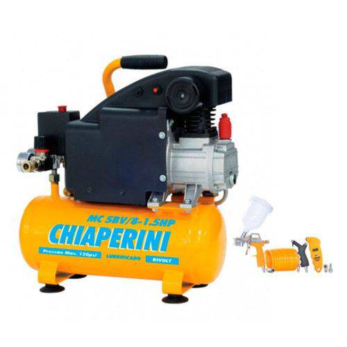 Compressor de Ar Baixa Pressão 5 Pés 8l Bivolt com Kit - Mc 5bv/8 - Chiaperini