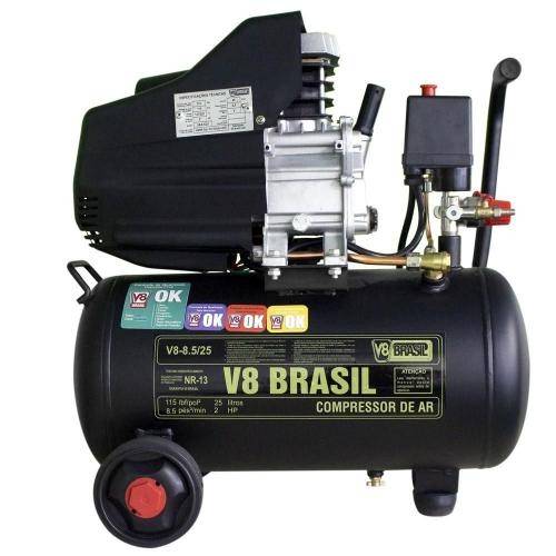 Compressor de Ar Baixa Pressão 8,5 Pés 25 Litros Monofásico - V8 Brasil
