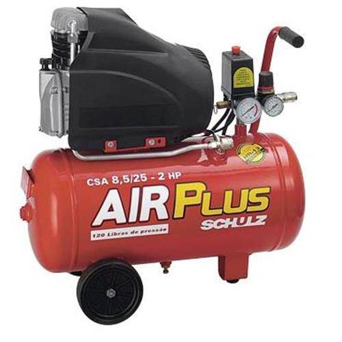Compressor de Ar com Motor de 2 Hp Air Plus, Indicador de Pressão, Leve e de Fácil Transporte - Csa