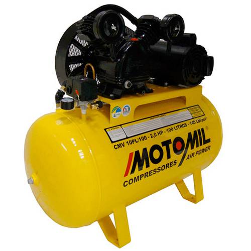 Compressor de Ar de Pistão 10 Pés 100 Litros Monofásico - CMV-10/100 - Motomil (110V/220V)