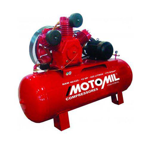 Compressor de Ar Industrial 10hp 3 Pistões Trifásico 220/380 V-Motomil-Maw-40/425i