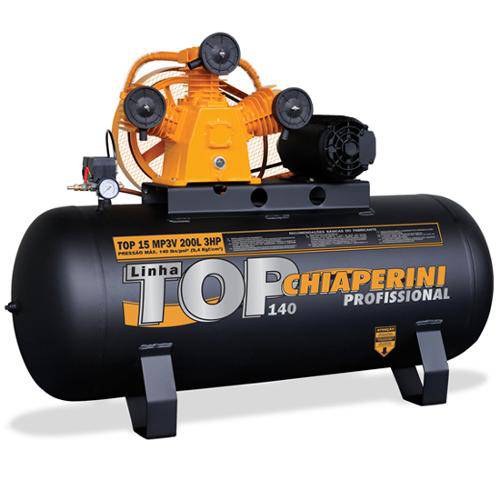 Compressor de Ar Média Pressão 15 Pés 200 Litros Trifásico - TOP 15 MP3V 200L - Chiaperini