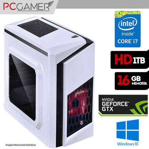 Computador Alfatec Gamer White Intel I7 16gb 1tb Gtx 1050