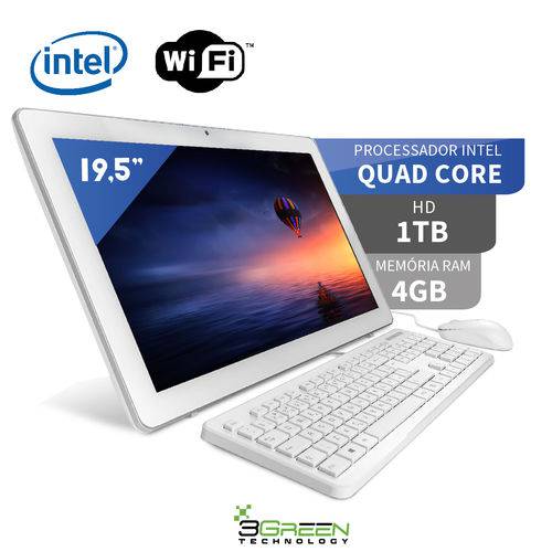 Computador All In One 19.5 Intel Quad Core 4gb 1tb Wifi Webcam 3green