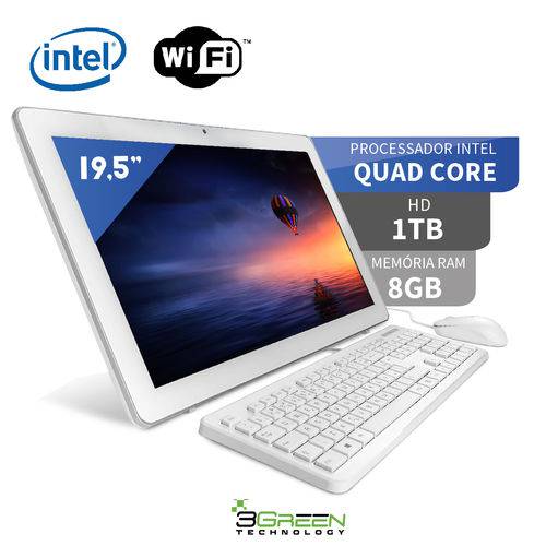Computador All In One 19.5 Intel Quad Core 8gb 1tb Wifi Webcam 3green