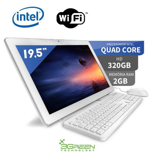 Computador All In One 19.5 Intel Quad Core 2gb 320gb Wifi Webcam Alto Falante 3green