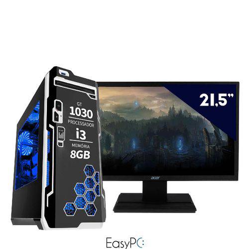 Computador com Geforce Gt 1030 Intel Core I3 8gb HD 1tb com Monitor 21,5 Acer Full HD Easypc