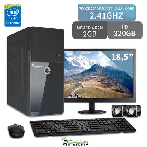 Computador com Monitor 19,5 Intel Dual Core 2GB HD 320GB 3GREEN Triumph Business Desktop