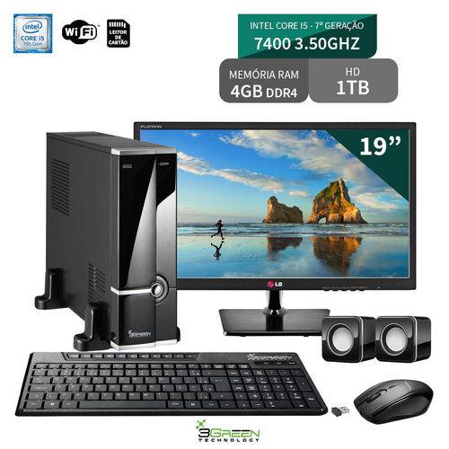 Computador com Monitor 19 LG Intel Core I5 7400 4GB 1Tb Wifi 3Green Triumph Business Desktop