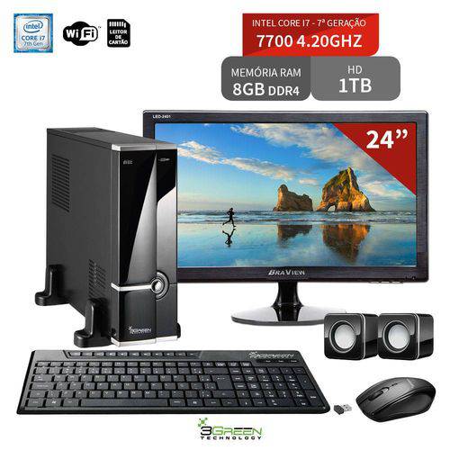 Computador com Monitor 24" Intel Core I7 7700 8gb Hd 1tb Wifi 3green Triumph Fortress Desktop