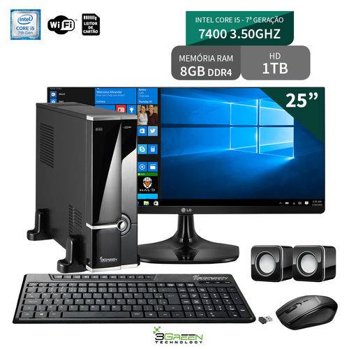 Computador com Monitor 25" Lg Intel Core I5 7400 8Gb 1Tb Wifi 3Green Triumph Business Desktop