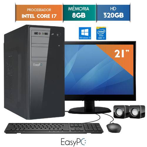 Computador com Monitor Led 21 Easypc Intel Core I7 8gb Hd 320gb Windows 10