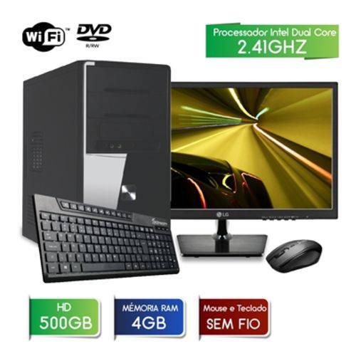 Computador com Monitor Lg 19.5" 20m37aa-b Intel Dual Core 2.41 4gb Hd 500gb Wifi Dvd 3green Fast