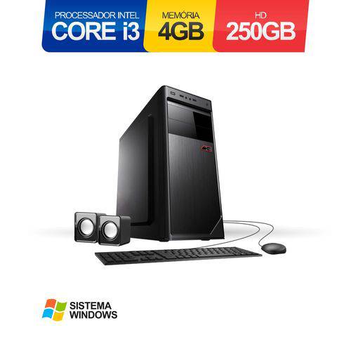 Computador Corporate Intel Core I3 2.93Ghz 4Gb HD 250Gb Kit Teclado Mouse Caixa de Som com Windows