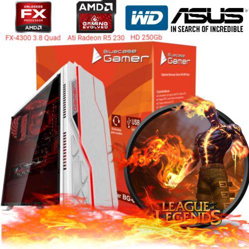 Computador Cpu Pc Computador AMD Gamer Fx4300 Quad Core 4gb Ati Radeon R5 230 Bg-009 Branco