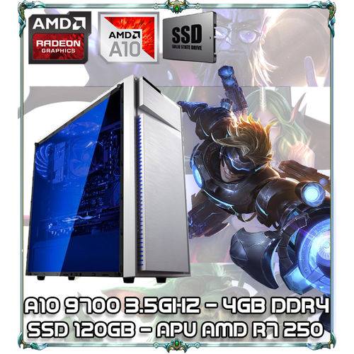 COMPUTADOR CPU PC GAMER A10 9700 3.5ghz 4GB DDR4 APU R7 250 SSD 120GB BG-015 WHITE