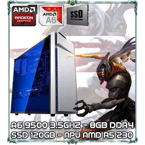 Computador Cpu Pc Gamer A6 9500 Dual Core 3.5ghz 4gb Ddr4 Apu R5 230 Ssd 120gb Bg-015 White