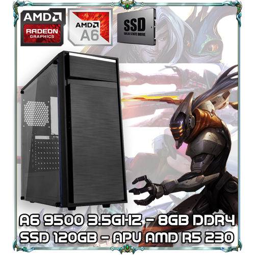 Computador Cpu Pc Gamer A6 9500 Dual Core 3.5ghz 8gb Ddr4 Apu R5 230 Ssd 120gb Bg-015 Black