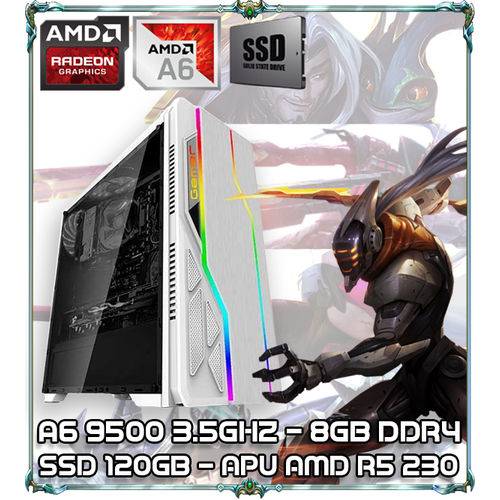 Computador Cpu Pc Gamer A6 9500 Dual Core 3.5ghz8gb Ddr4 Apu R5 230 Ssd 120gb Bg009 White