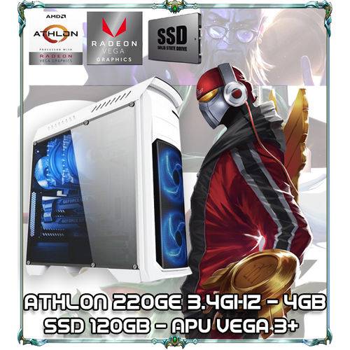 Computador Cpu Pc Gamer Athlon 220ge Quad Core 3.2ghz 4gb Ddr4 Apu Vega 3+ Ssd 120gb Bg110