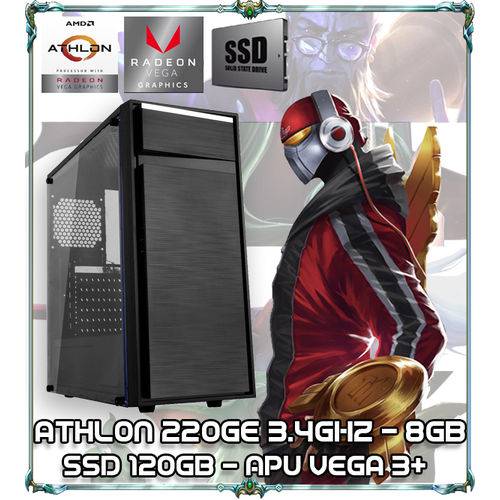 Computador Cpu Pc Gamer Athlon 220ge Quad Core 3.2ghz 8gb Ddr4 Apu Vega 3+ Ssd 120gb Bg-015 Black